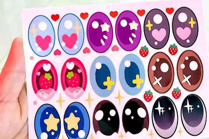 ملصقات عيون لابوبو 38 سم – مكياج تجميلي للدمى | استيكر عيون DIY لتعديل شكل Vinyl Labubu