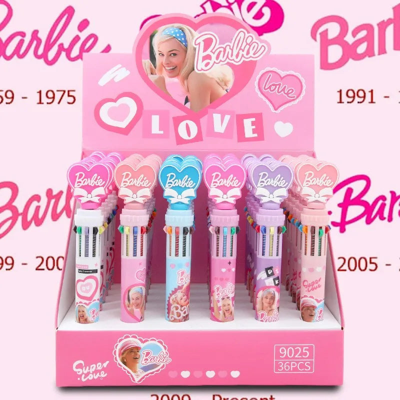 طقم 36 قلم حبر كرتوني – تصميم Disney Mickey بـ10 ألوان في كل قلم، مثالي للمدرسة والهدايا