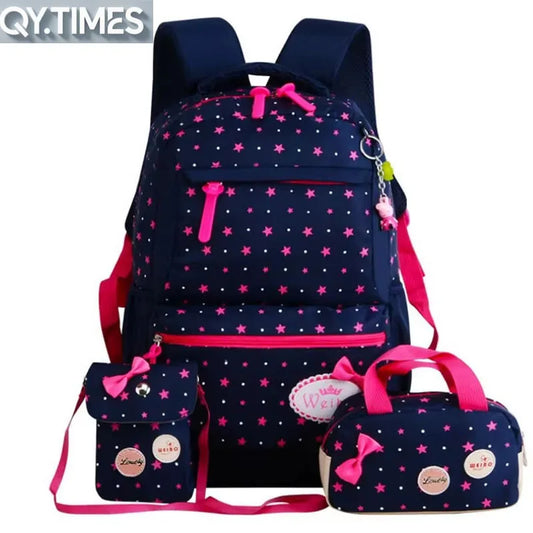 حقيبة ظهر مدرسية للبنات من QY.TIMES – 3 قطع / طقم