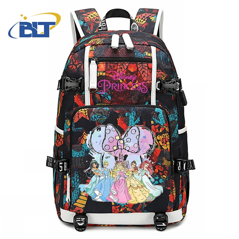 حقيبة ظهر للأطفال مطبوعة بشخصية ميني ماوس وأميرات ديزني