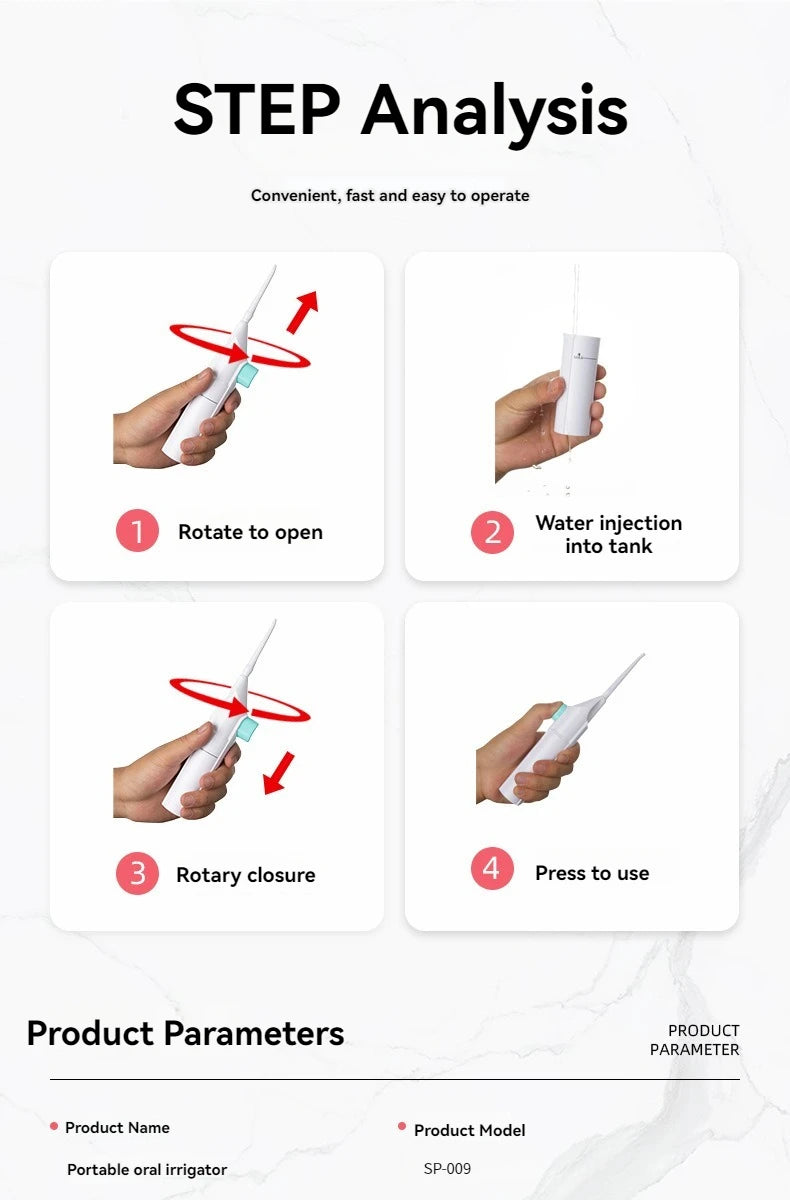 مضخة مياه عالية الضغط لتنظيف الأسنان – محمولة ويدوية