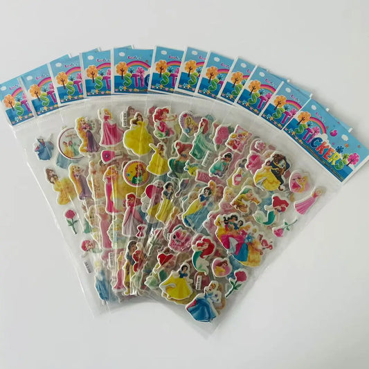 ملصقات فقاعية ثلاثية الأبعاد – مجموعة 12 قطعة من سلسلة أميرات ديزني