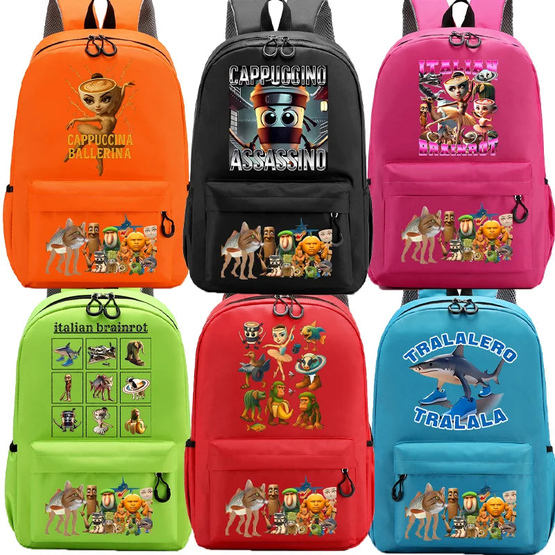 حقيبة ظهر إيطاليان برينروت بتصميم كرتوني عصري، حقيبة مدرسية بسعة كبيرة للطلاب، مثالية للعودة إلى المدرسة مع مساحة للكتب وا