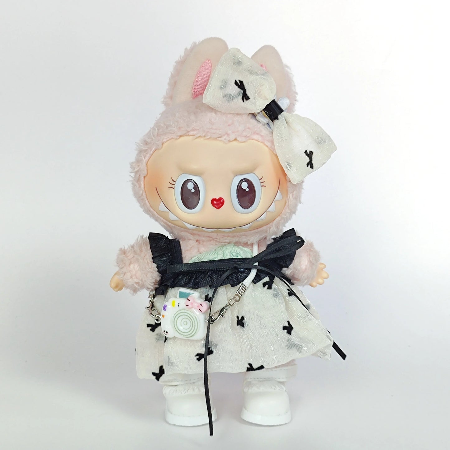 لبس تنورة ورود لابوبو 17 سم – طقم فلورال كيوت | ملابس للحفلات لدمى Labubu I & II