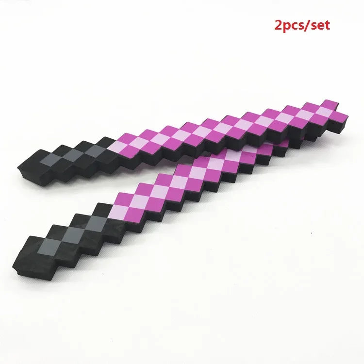 طقم سيف وفأس من لعبة ماينكرافت – تصميم الماس الأزرق | 2 قطع | خامة إسفنجية ناعمة (EVA Foam)