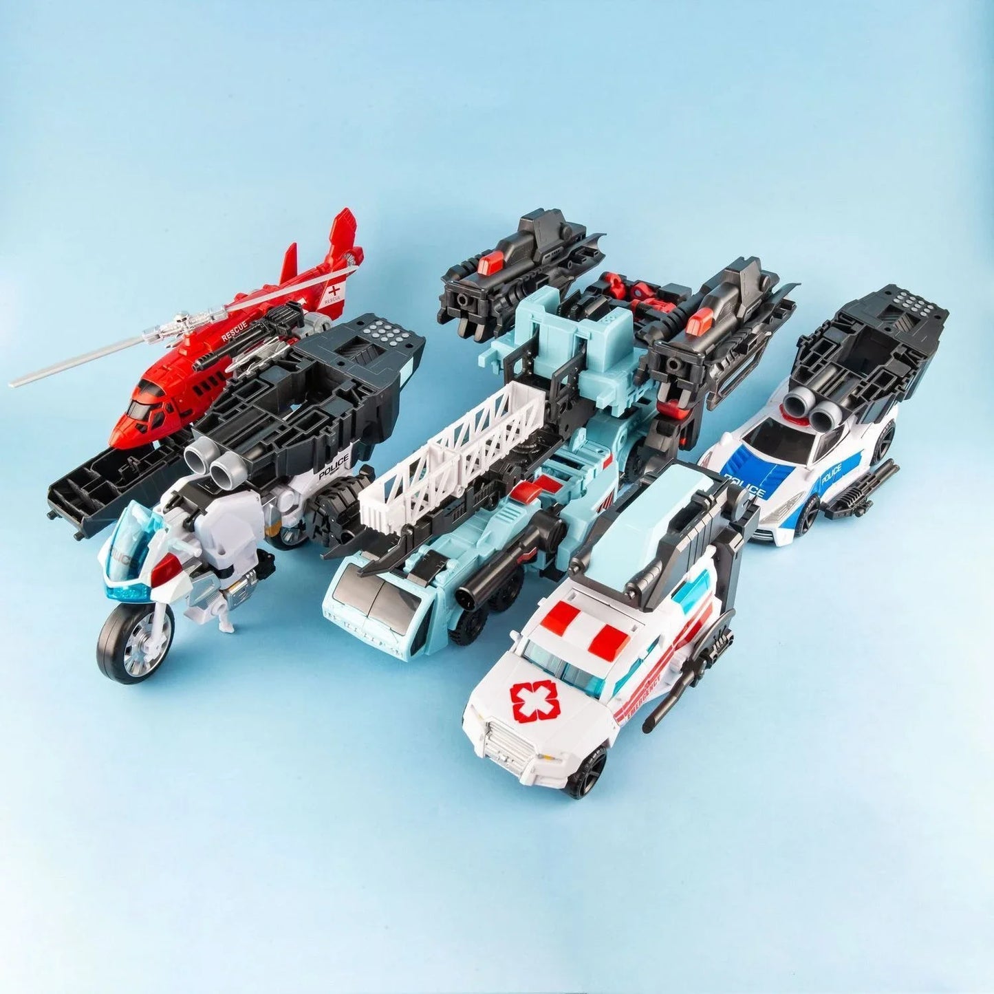 لعبة روبوت متحول 5 في 1 – Demon Knight Defensor DK05 | مجموعة كاملة (DK01 - DK04) | إصدار ضخم قابل للتحول