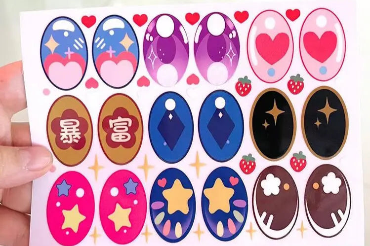 ملصقات عيون لابوبو 38 سم – مكياج تجميلي للدمى | استيكر عيون DIY لتعديل شكل Vinyl Labubu