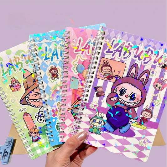 دفتر لابوبو كرتوني حلزوني – 1/3/5/10 قطع بأسلوب عشوائي، تصميم لطيف للطلاب والهدايا