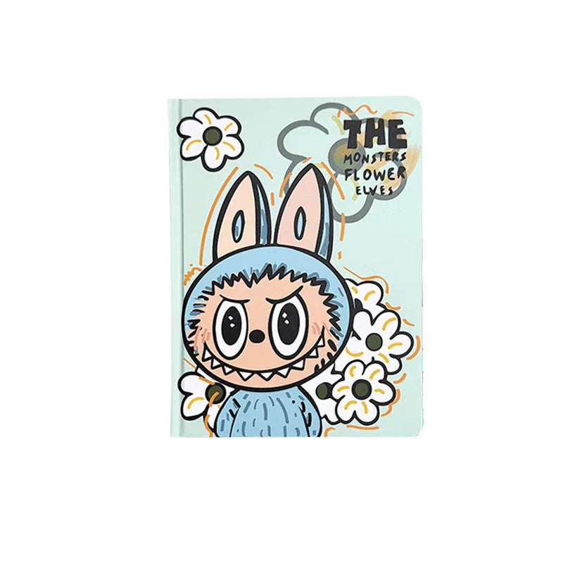 دفتر كرتوني A5 بأوراق ملونة – تصميم الأرنب الصغير مع أزهار ديزي، دفتر يوميات وخطوط أفقية للطلاب