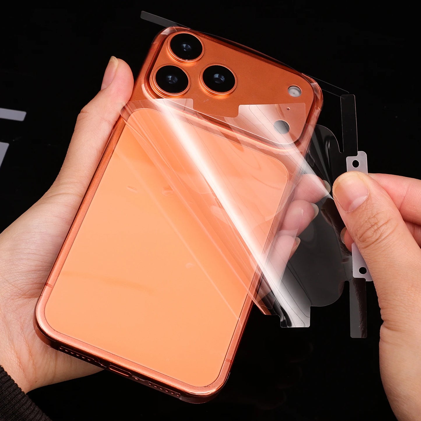 لاصق حماية هيدروجيل كامل التغطية لإطار وخلفية آيفون 17 – حماية HD بدون تأثير على الشكل