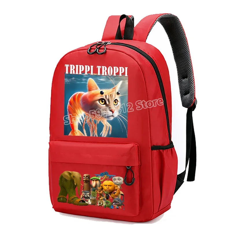 حقيبة مدرسية إيطاليان برينروت بطابع الحيوانات الميم، تصميم كرتوني مضحك بشكل قرش "تللا"، بسعة كبيرة، مناسبة للأولاد والبنات