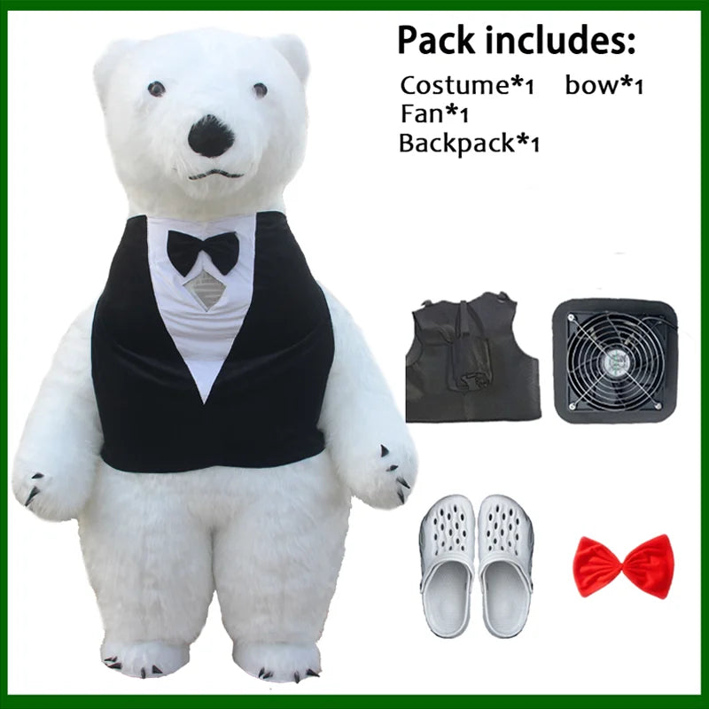 زي تميمة قابل للنفخ – دب قطبي أو باندا