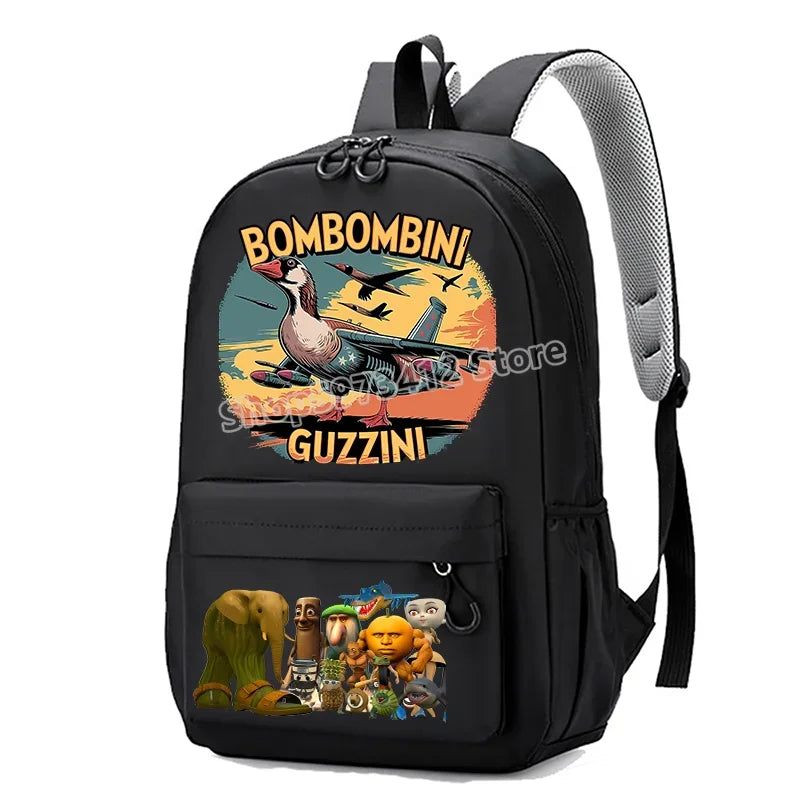 حقيبة مدرسية إيطاليان برينروت بطابع الحيوانات الميم، تصميم كرتوني مضحك بشكل قرش "تللا"، بسعة كبيرة، مناسبة للأولاد والبنات