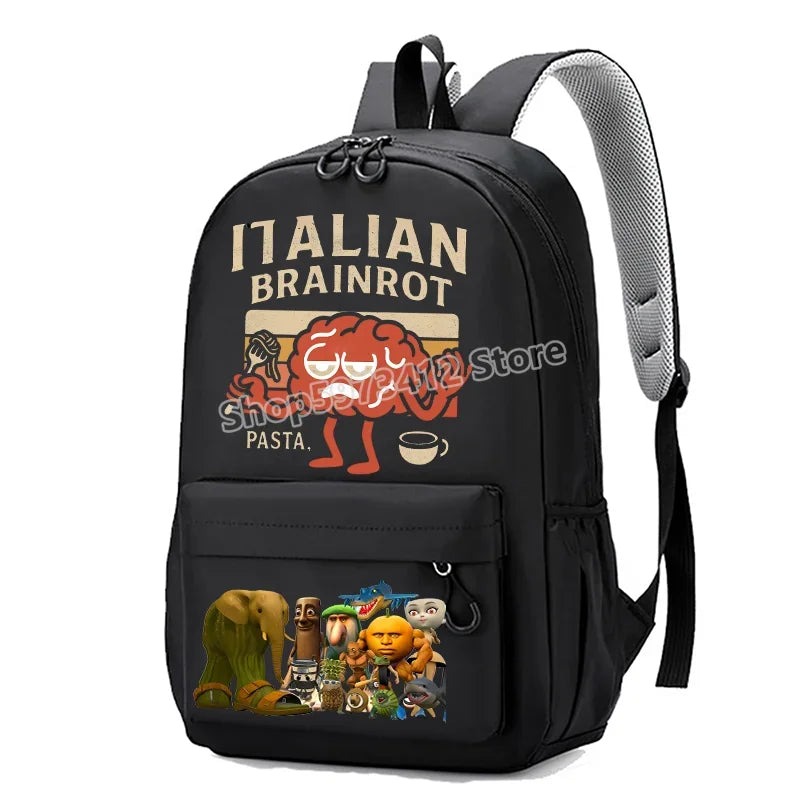 حقيبة مدرسية إيطاليان برينروت بطابع الحيوانات الميم، تصميم كرتوني مضحك بشكل قرش "تللا"، بسعة كبيرة، مناسبة للأولاد والبنات