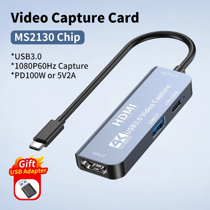 كرت التقاط HDMI إلى USB 3.0 – مع دعم 100W PD للشحن