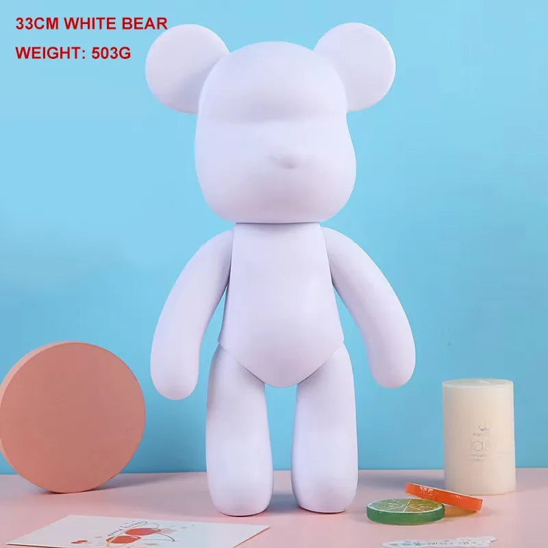 تمثال دب Bearbrick أبيض للتزيين والرسم – مجسم فارغ للصبغ والتلوين اليدوي