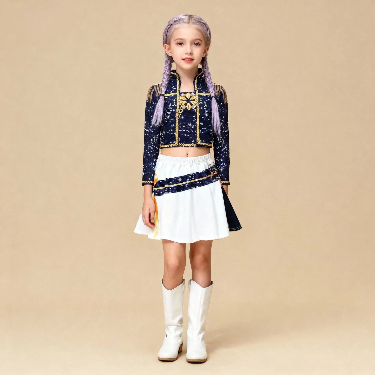 زي كوسبلاي K‑Pop Demon Hunters Huntrix للأطفال (رومي/ميرا/زوي)