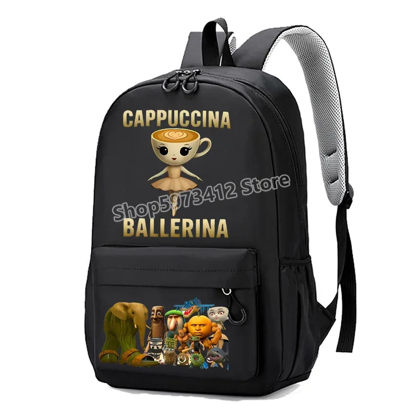 حقيبة مدرسية إيطاليان برينروت بطابع الحيوانات الميم، تصميم كرتوني مضحك بشكل قرش "تللا"، بسعة كبيرة، مناسبة للأولاد والبنات